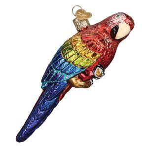 Old World Christmas Red and Blue Tropical Parrot Holiday Ornament